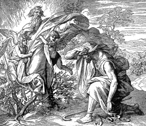 On Mount Horeb Moses saw fire appear from a bush, but it was not consumed. From the burning bush God spoke to Moses.