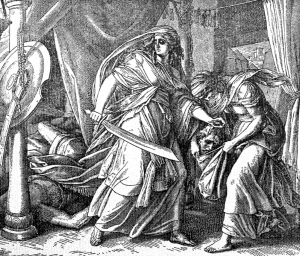 Judith cut off the head of Holofernes. She gave it to her maid to carry, and they returned to Bethulia.